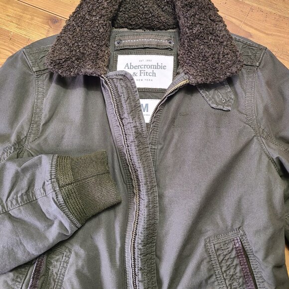 2000's Abercrombie & Fitch MA-1 Bomber Flight Jacket Men's Sz M Olive Green - Picture 1 of 13